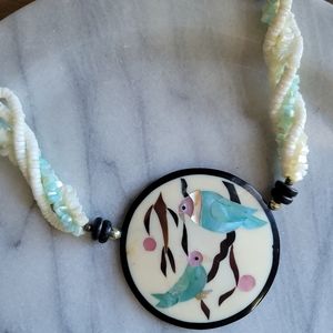 Vintage Multi Strand Bird Statement Necklace